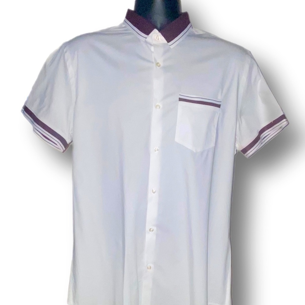Zara Man button shirt | XL - Slim Fit | white/plum | Good Condition